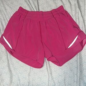 Lululemon Sonic Pink Hotty Hot low rise 4” shorts